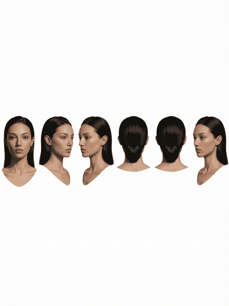 Multi-View Sleek Hair Character Study