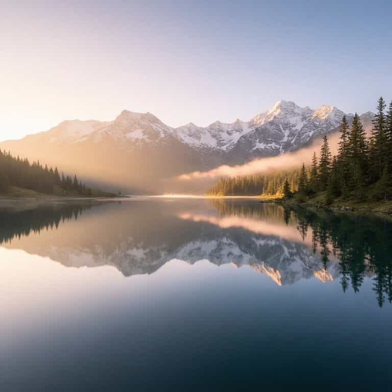 Mirrored Alpine Peaks at Dawn
