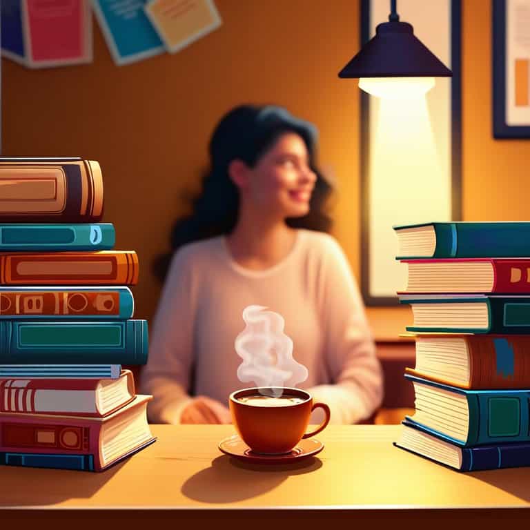 Coffee Steam Among Book Towers