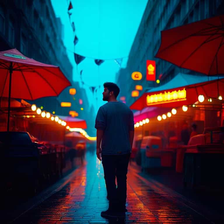 Neon Reflections in Cyberpunk Market
