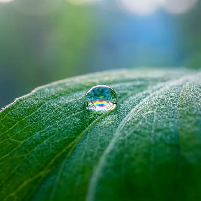 Iridescent Dewdrop on Verdant Leaf