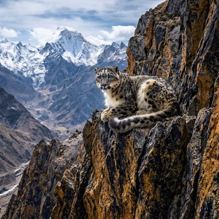 Snow Leopard on Himalayan Ledge