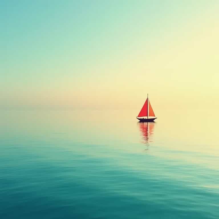 Lone Red Sail at Golden Hour