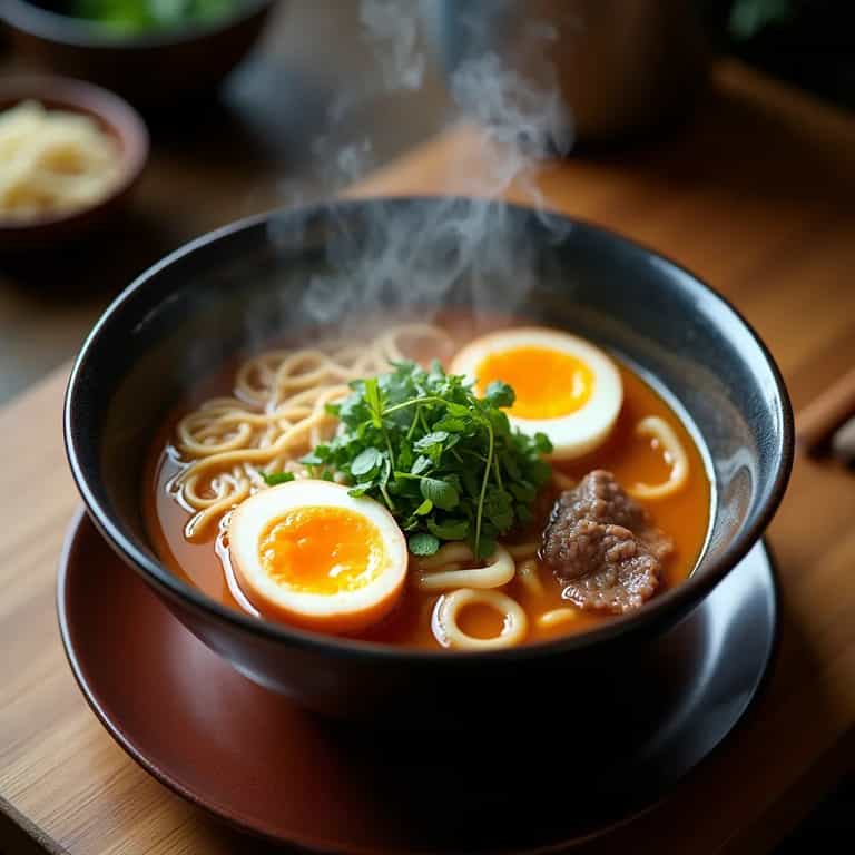 Steaming Ramen with Golden Yolks