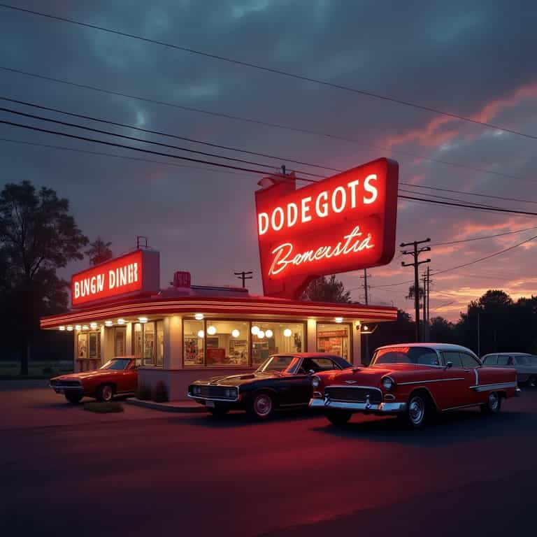 Neon Diner Under Twilight Skies