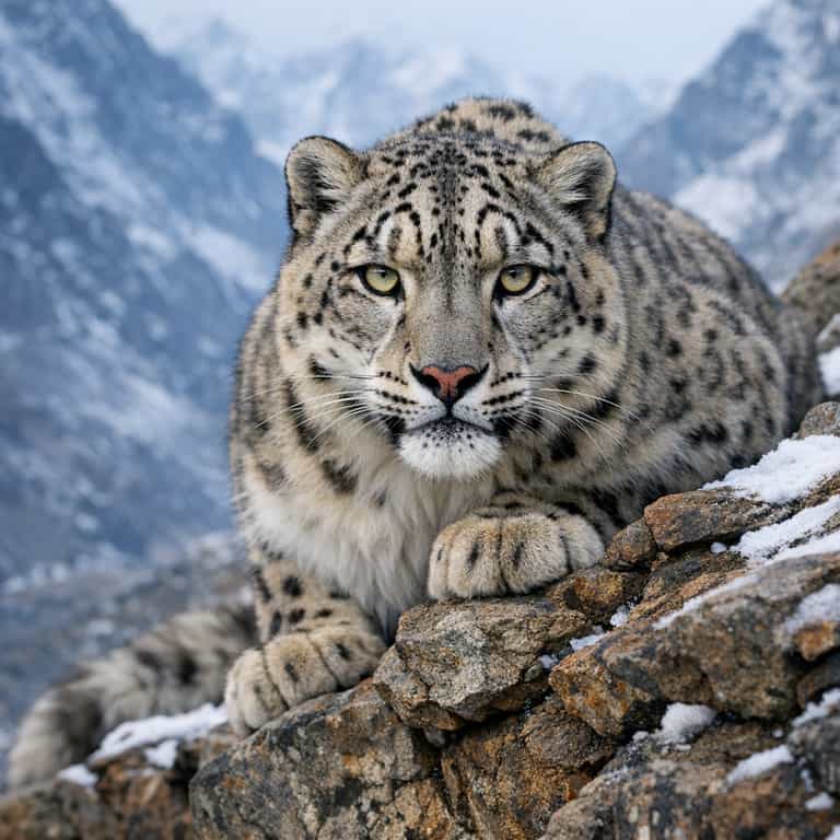 Piercing Gaze of the Snow Leopard