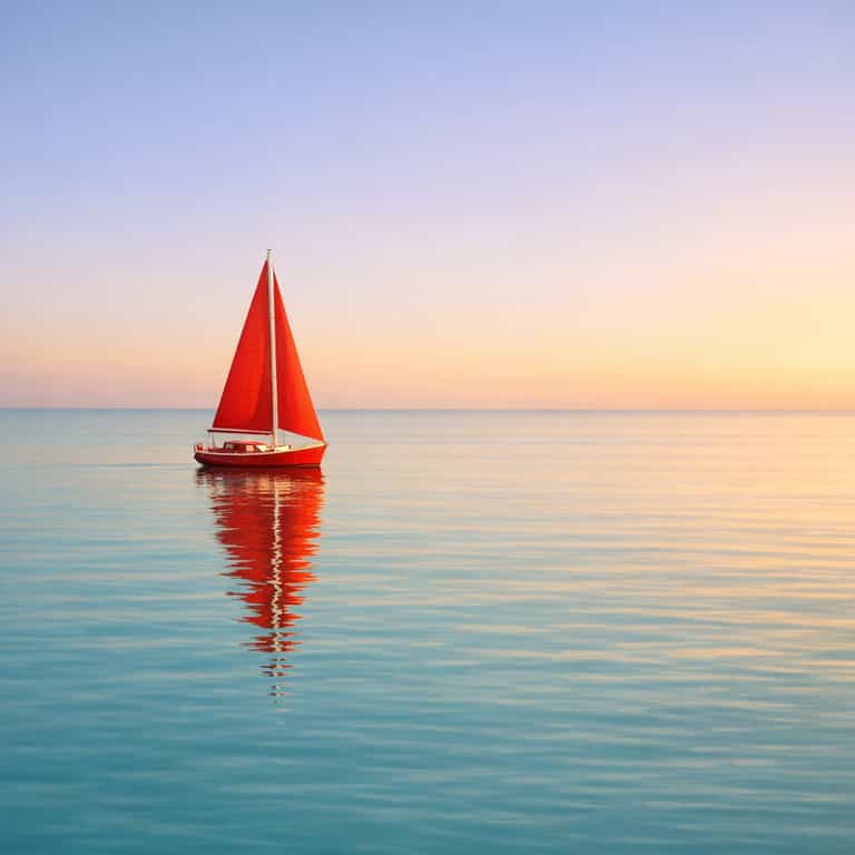 Crimson Sail on Tranquil Waters