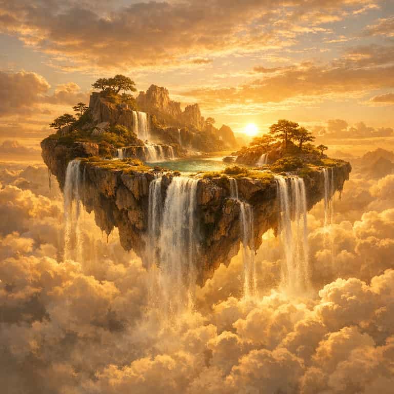 Floating Island at Golden Dusk