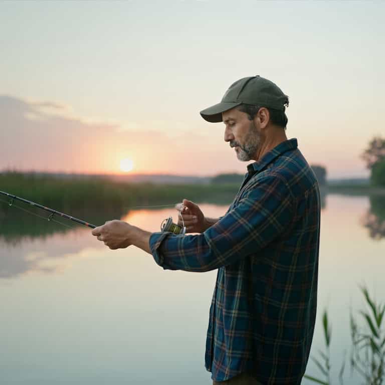 Fisherman at Dawn's Still Lake