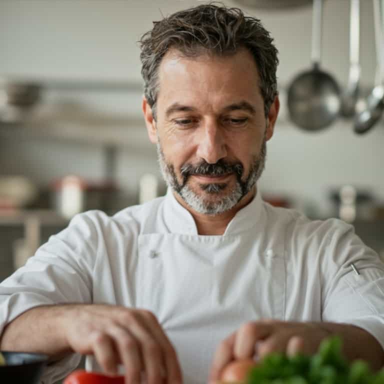 Focused Chef Preparing Fresh Ingredients