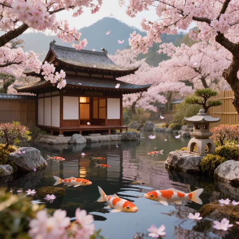 Blossoms Over the Koi Sanctuary