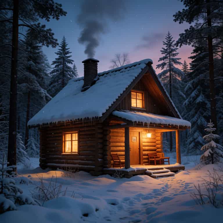 Cozy Cabin in Twilight Snow