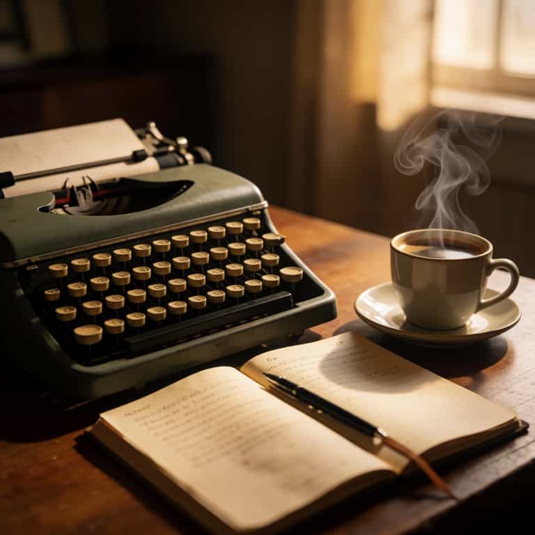 Vintage Typewriter and Steaming Coffee