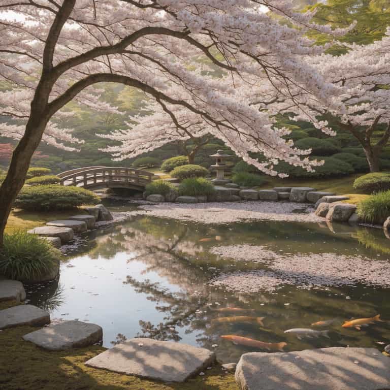 Blossoms Arch Over Koi Sanctuary