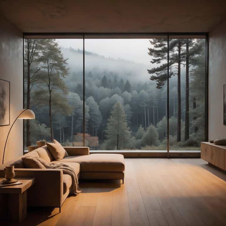 Misty Pines Beyond the Glass