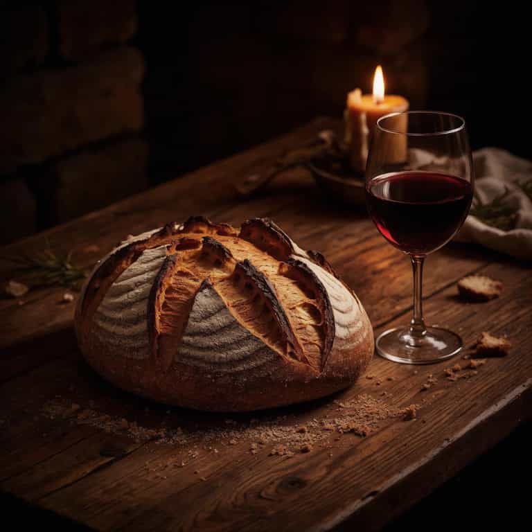 Candlelit Loaf and Ruby Wine