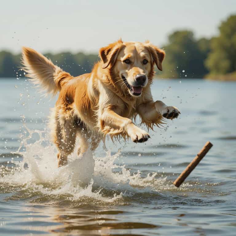 Golden Retriever's Midair Fetch