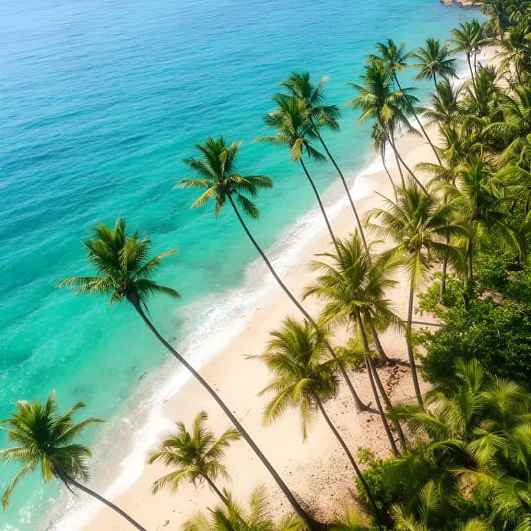 Leaning Palms Over Turquoise Shores