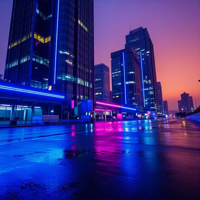 Neon Reflections at Dusk
