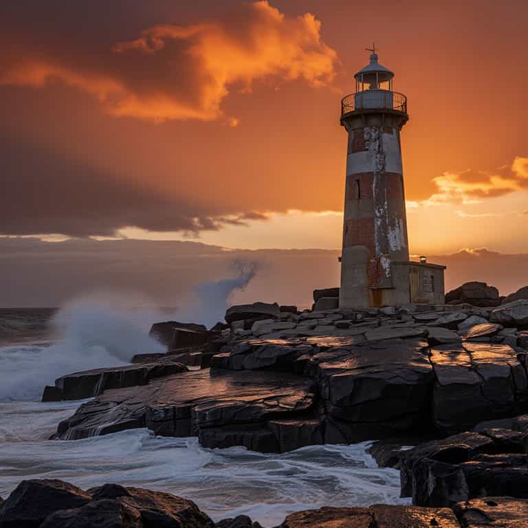 Crimson Beacon on Rocky Shores