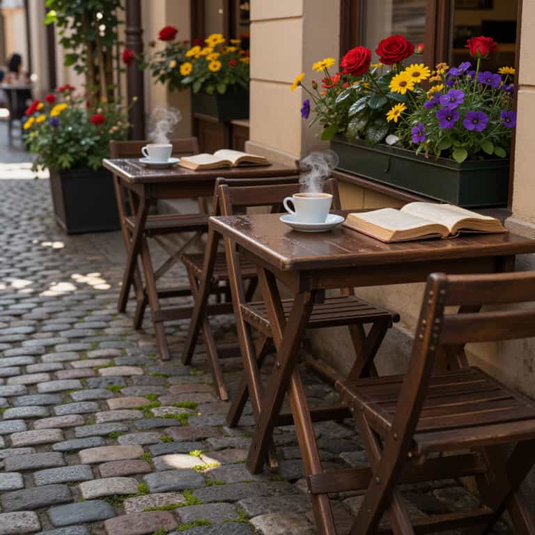 Coffee and Books on Cobblestones
