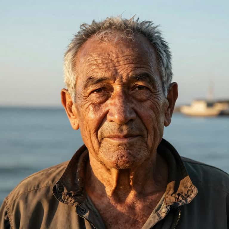 Weathered Fisherman in Golden Light