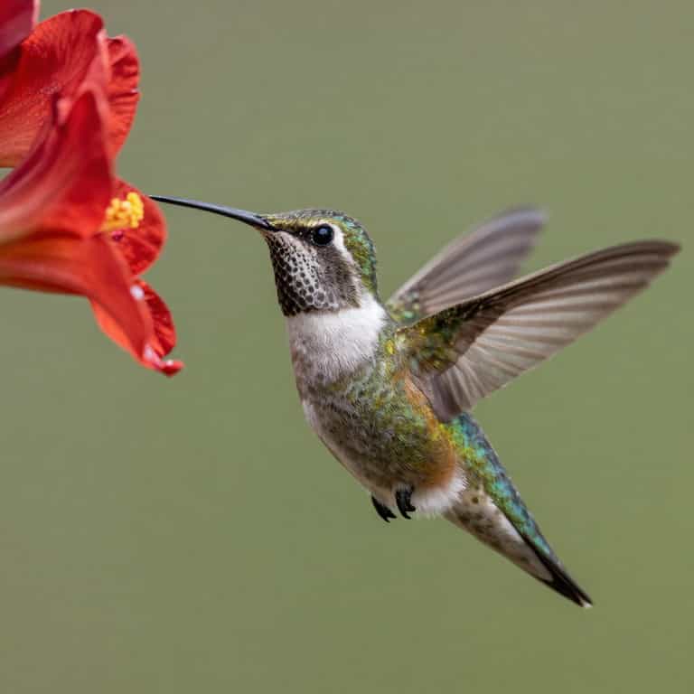 Hummingbird at Crimson Bloom