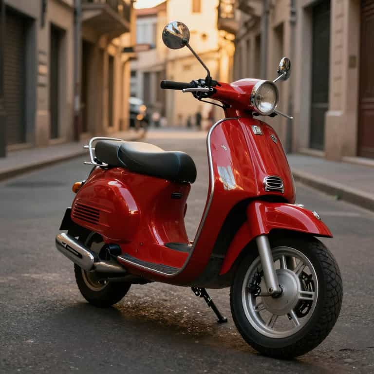 Vintage Red Vespa in Golden Light