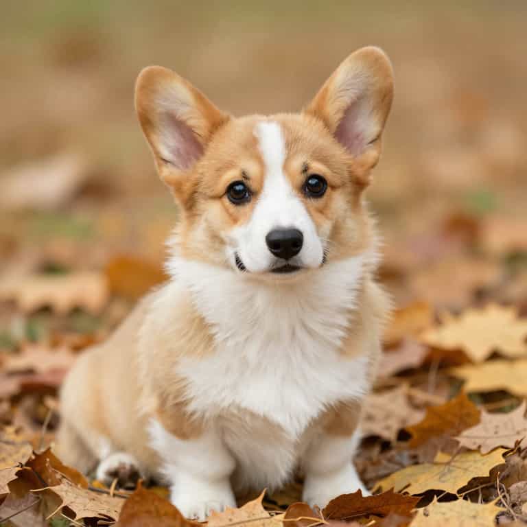 Corgi Amidst Rustling Autumn Leaves