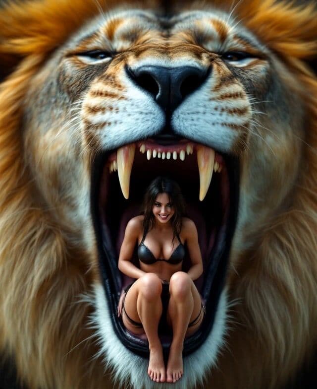 loud lion roaring 
