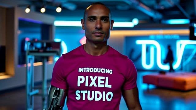 a man walking through the studio