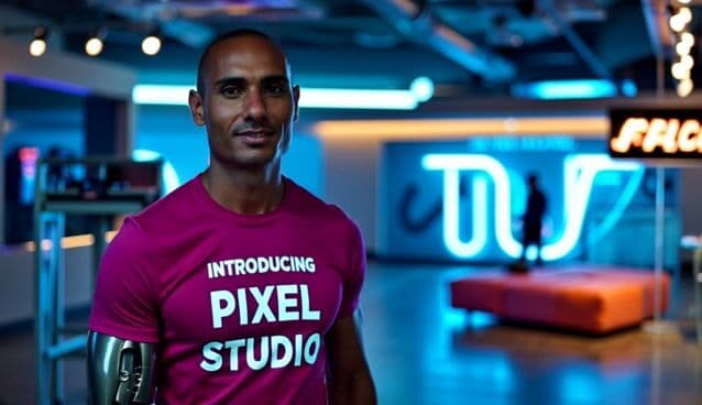 A man walking through the studio