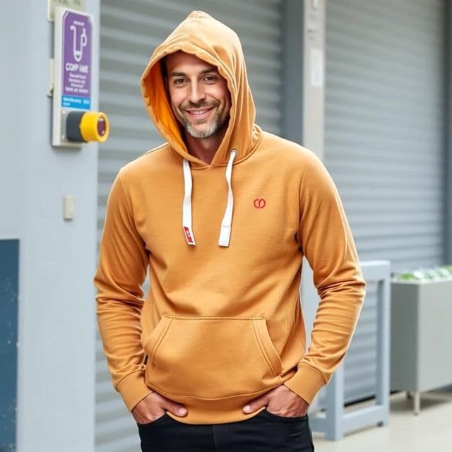 a man walking and smiling