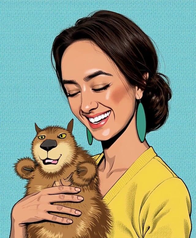 a woman smiles and talks