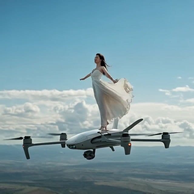 a womandancing on a drone