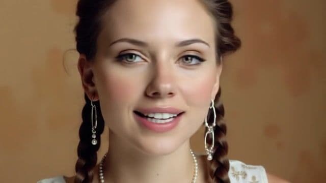 the woman talks and smiles while putting on a baseball cap