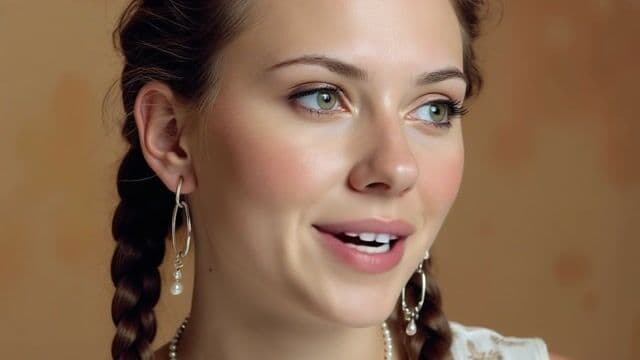 the woman talks and smiles while putting on a baseball cap