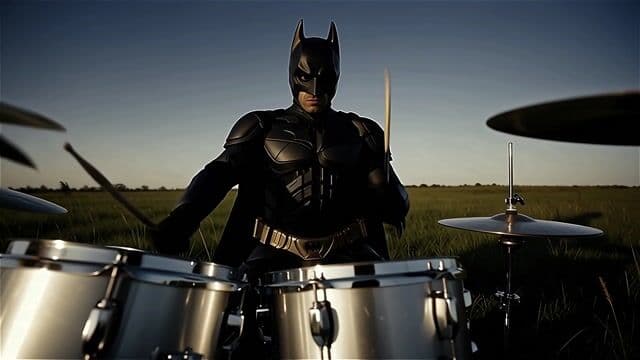 plays the drums jazzfusion style.