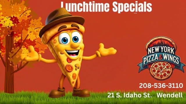 Character: Pizza slice

Dialog:  Get Three chicken tenders with fries and a twenty ounce soda for only Nine ninety five!
