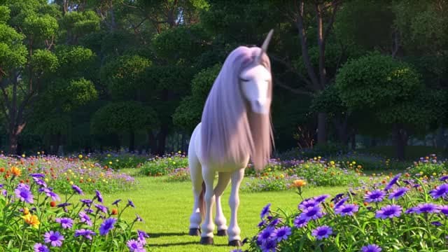 generatee a video of a unicorn stomping on a fox