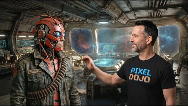 Camera slowly zooms out to reveal the restored room. Brian pats Claws on the metallic shoulder and says, 'Thanks, Claws. You're a lifesaver.' Claws turns his optic sensors to Brian and responds, 'It is my primary directive, Brian.' Upbeat, triumphant outro music fades in.