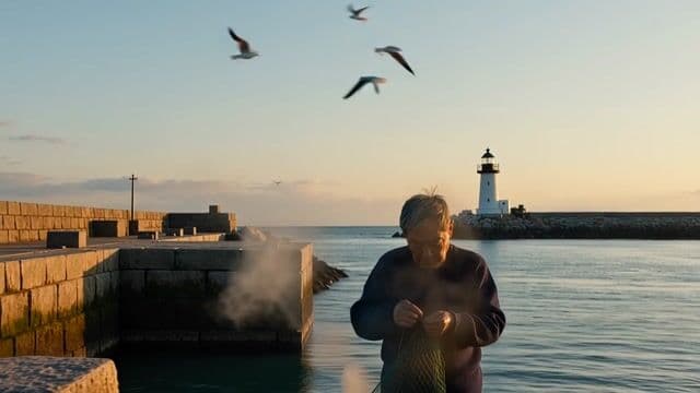 [Happy Horse Guide] Coastal Establishing Shot — slow push-in, golden hour