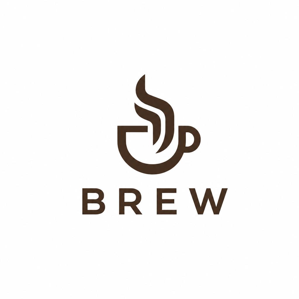 Example: a clean modern minimalist logo for a coffee brand called BREW, simple vector mar