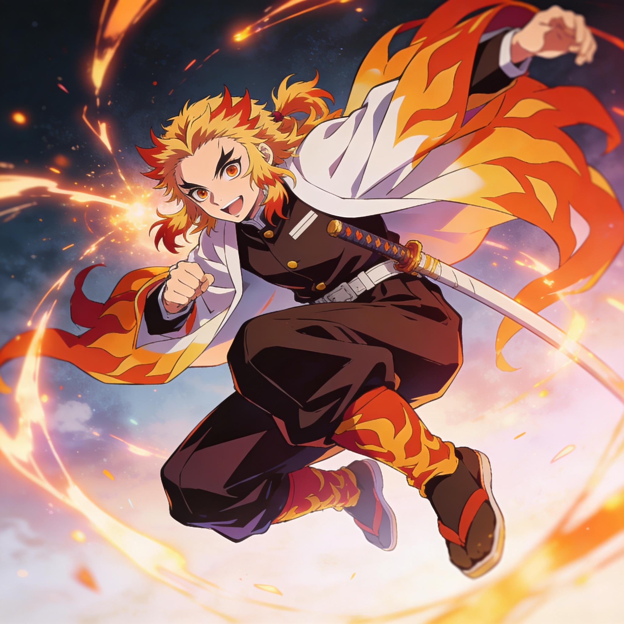 Example: a stunning vibrant anime illustration, expressive character in a dynamic pose, v