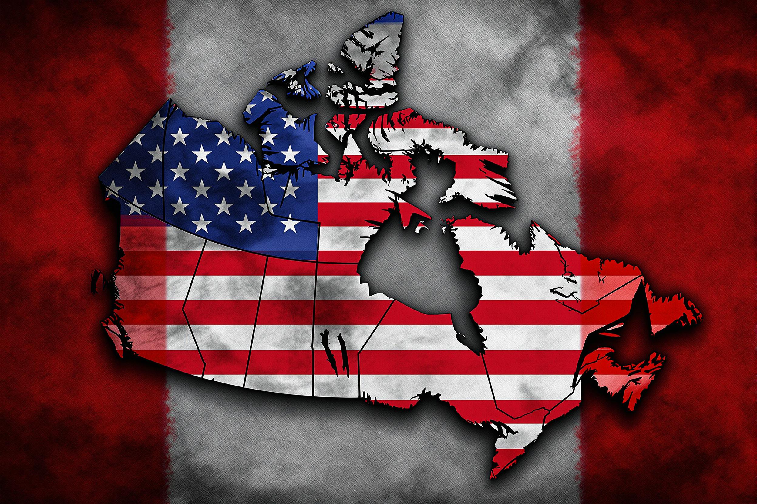 create an image of Canada as a US 51st state, Canada with a us flag covering it