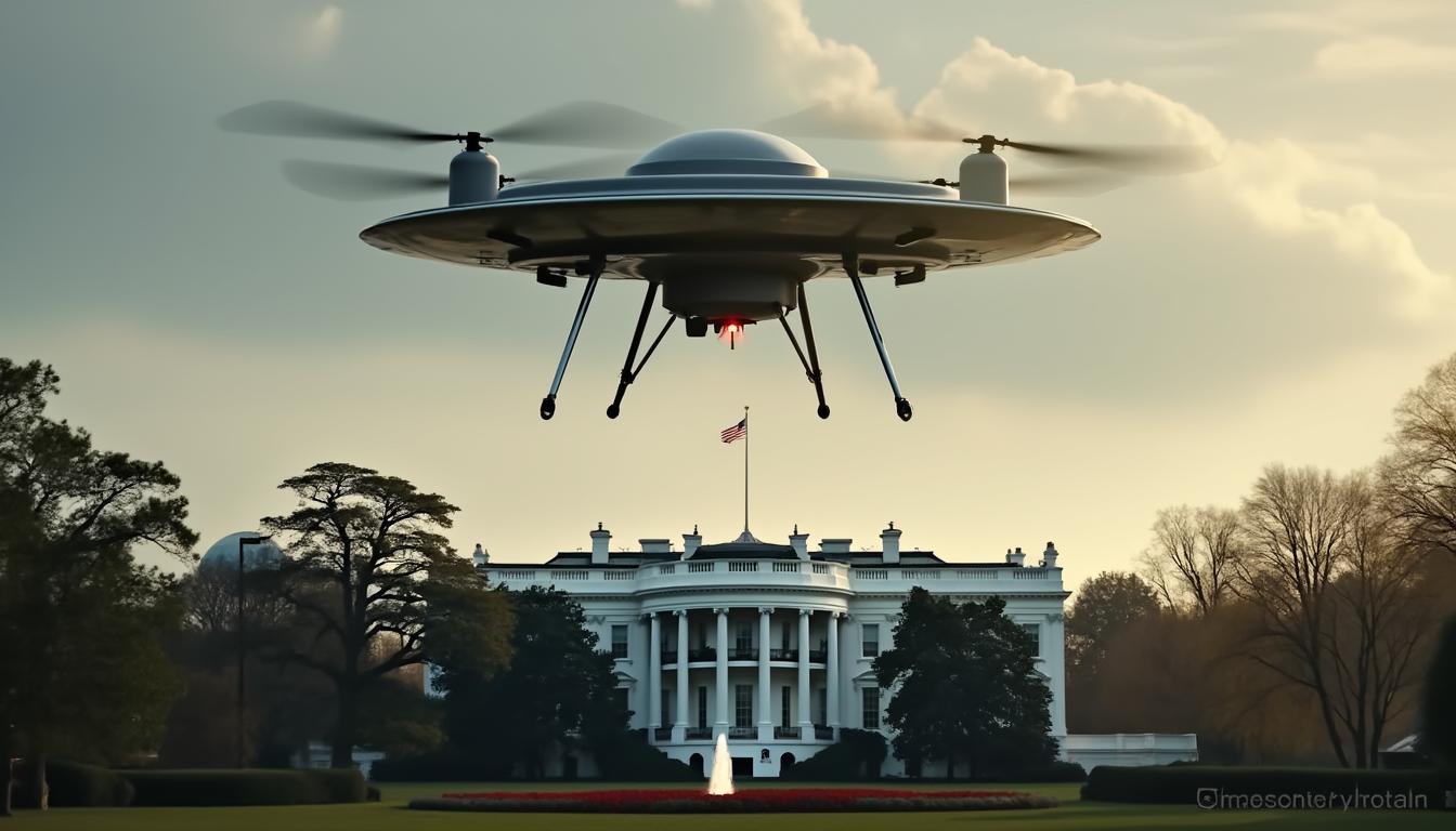 Example: Flying DOJ huge drone/ufo over White House in Washington D