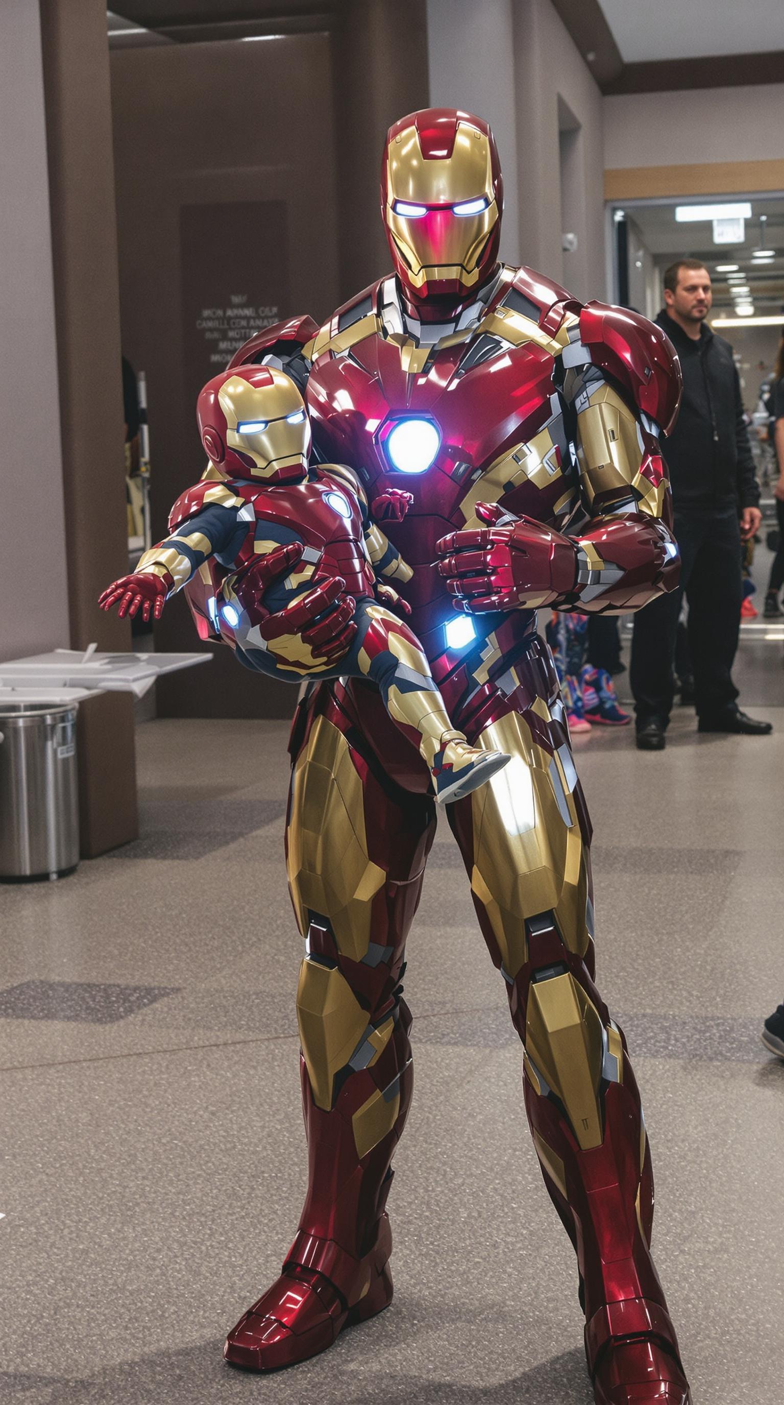  Ironman holds a Iron baby in his arms!!