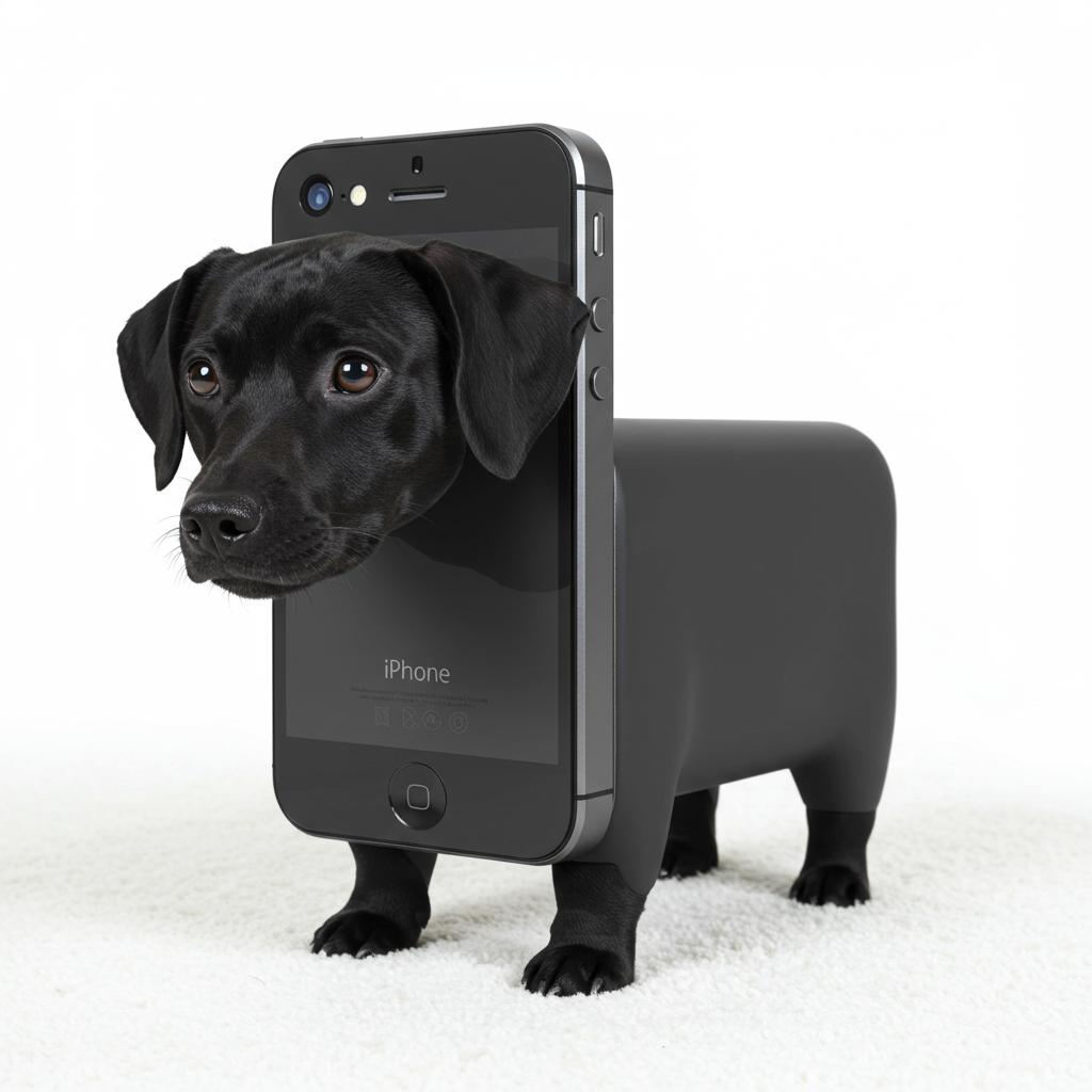sn iphone shaped dog