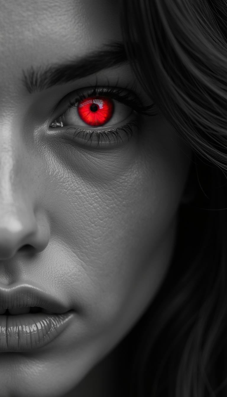 Hi, how are u? The next image that i do uploading, could you help me blend? The woman of first image in Black and gray i like it agree red’s eyes of woman second image please
