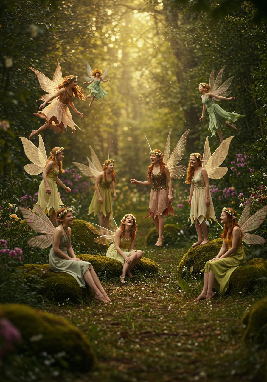  fairies in woodland glade